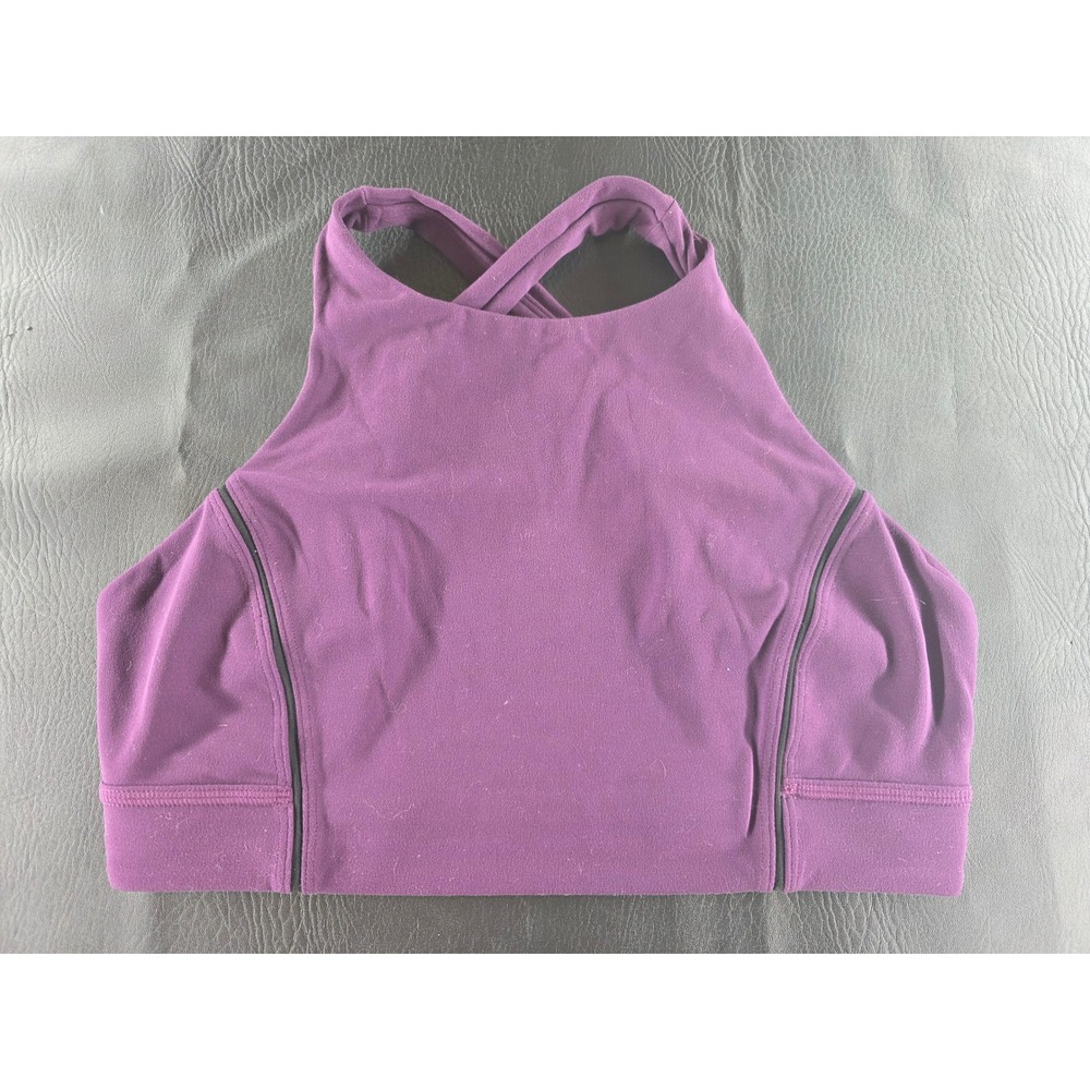 Lululemon High Neck Cross Back Sports Bra Purple Estimated Size 8 Athletic
